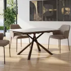 Rozkładany stół jadalny (200/230 cm) ze szkła ceramicznego i metalu - Naisha Viadurini