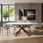 Rozkładany stół jadalny (200/230 cm) ze szkła ceramicznego i metalu - Naisha Viadurini