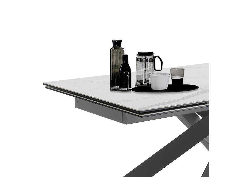 Stół do jadalni rozkładany do 240 cm z ceramiki i stali - Relief Viadurini