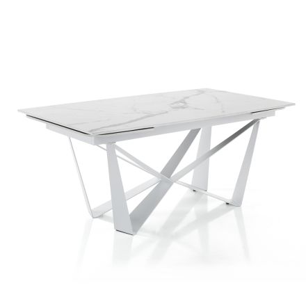 Stół do jadalni rozkładany do 240 cm z ceramiki z efektem marmuru - Poseidone Viadurini