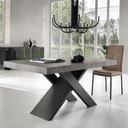 Stół do jadalni rozkładany do 260 cm z efektem cementu Made in Italy - Odelmo Viadurini