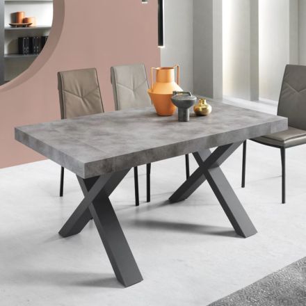 Stół do jadalni rozkładany do 260 cm Nowoczesny efekt betonu - Lenova Viadurini