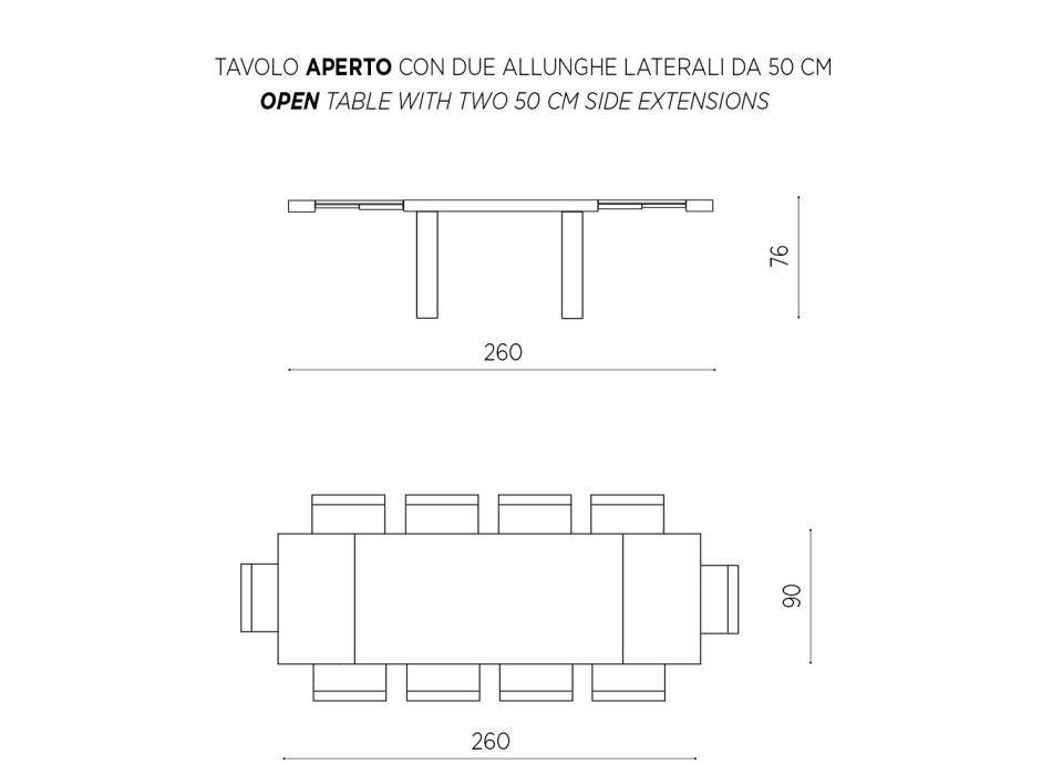 Stół rozkładany do 260 cm z laminatu o nowoczesnym designie - Tiferno Viadurini