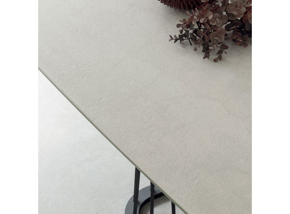 Stół do jadalni rozkładany do 290 cm z blatem metalowo-ceramicznym - Ricolo Viadurini