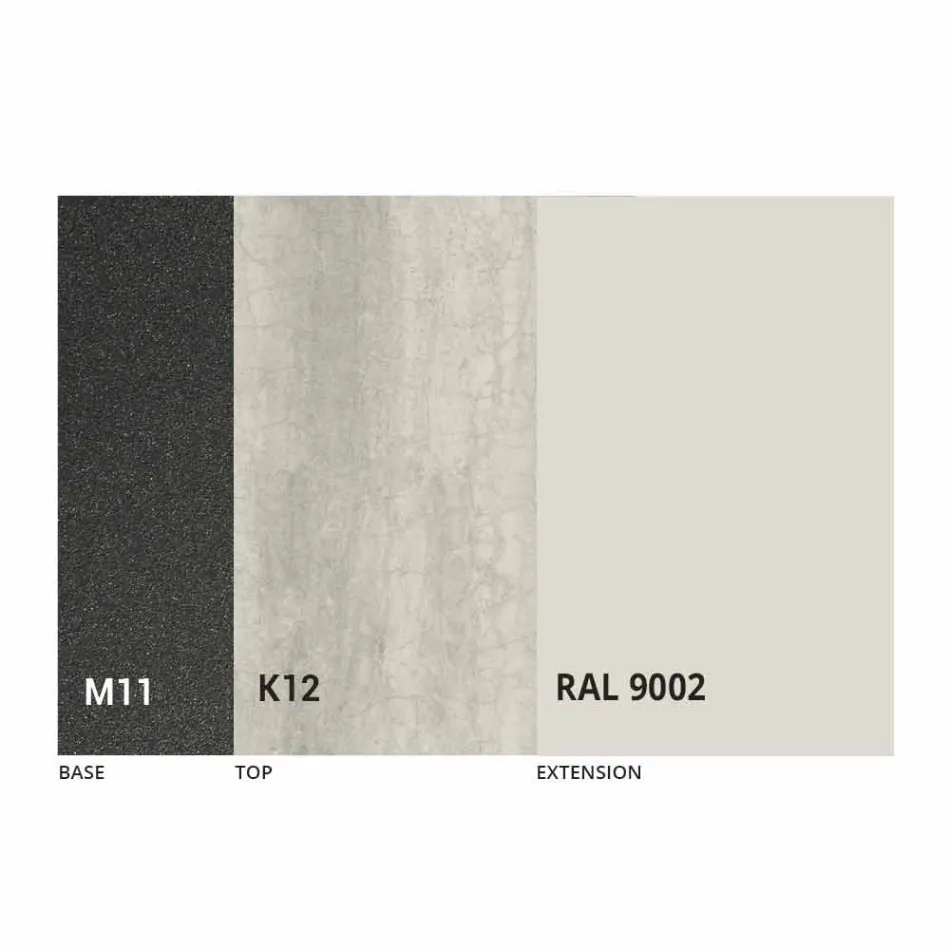 Stół Rozkładany do 298 cm w Blacie Metalowym i Ceramicznym - Anaconda Viadurini