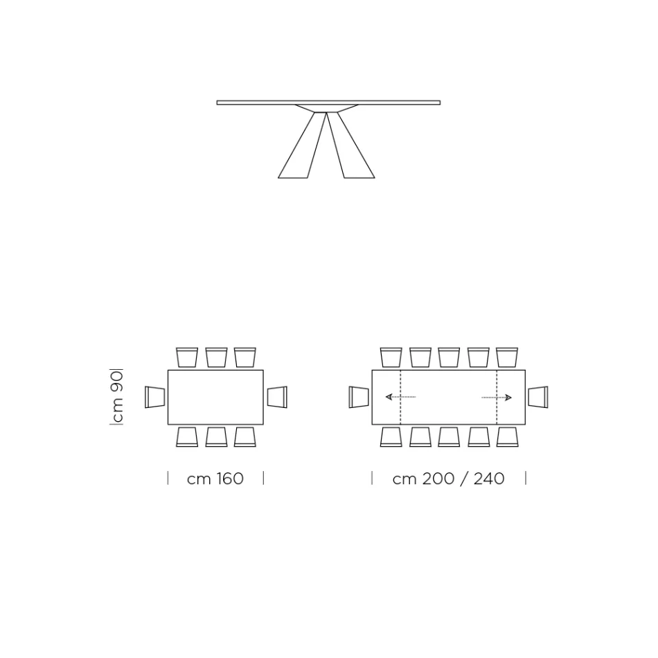 Stół do jadalni rozkładany do 300 cm z laminatu HPL Made in Italy - Dalmacja Viadurini