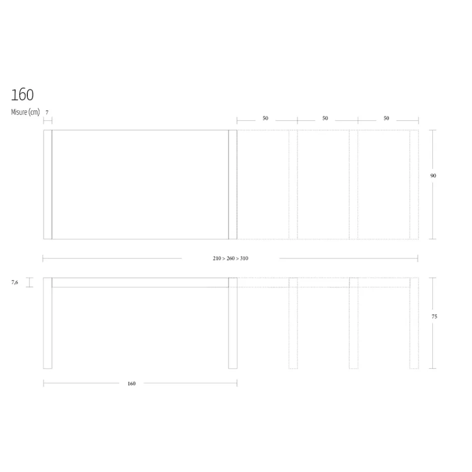 Metalowy stół do jadalni z możliwością przedłużenia do 310 cm Made in Italy - Euclide Viadurini