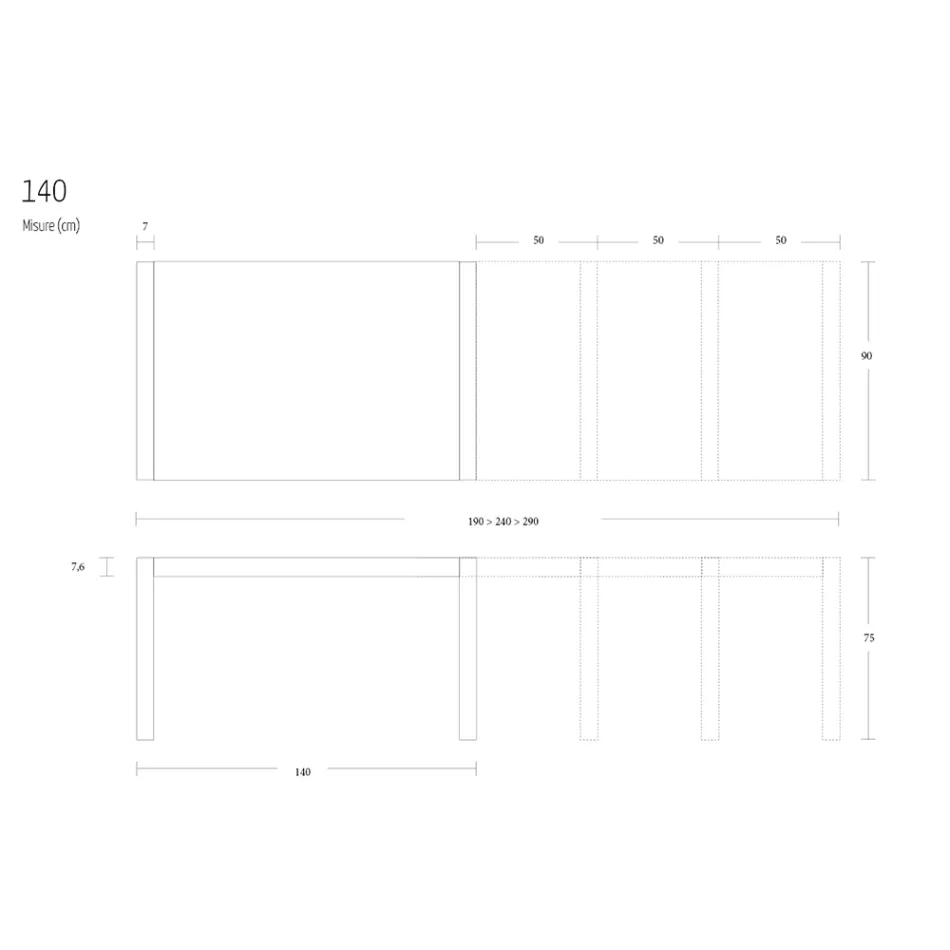 Metalowy stół do jadalni z możliwością przedłużenia do 310 cm Made in Italy - Euclide Viadurini