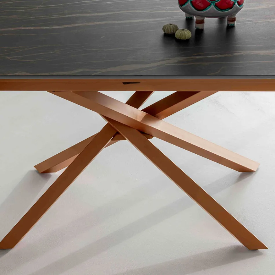 Rozkładany stół jadalny z metalową ramą Made in Italy - Elastic Viadurini