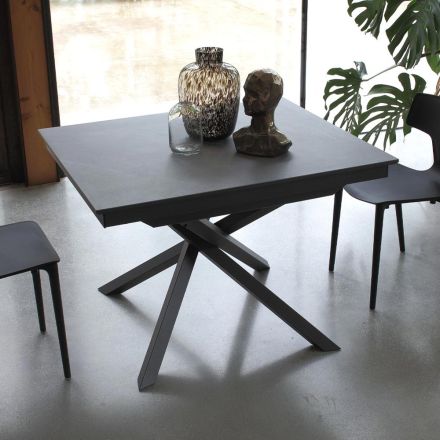 Rozkładany stół do jadalni z metalową konstrukcją Made in Italy - elastyczny Viadurini