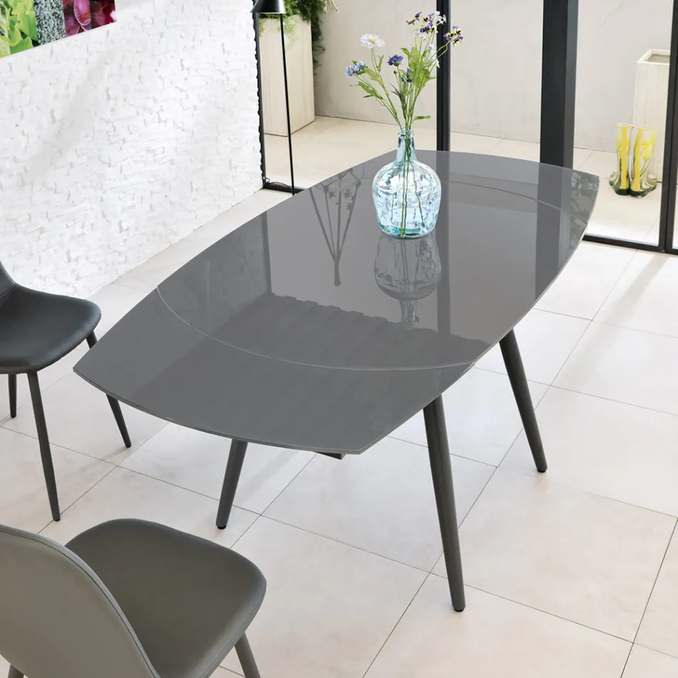 Stół rozkładany z szklanym blatem Japan New Viadurini