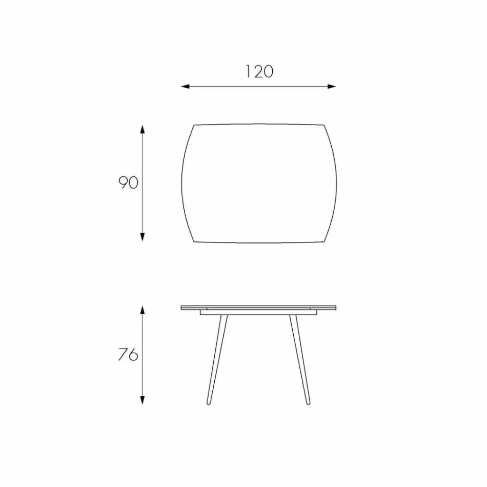 Rozkładany stół jadalny z nowym szklanym blatem Japan Viadurini