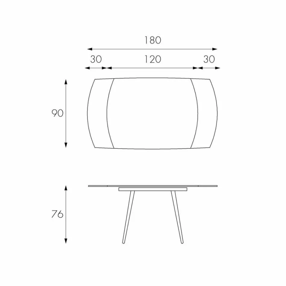 Rozkładany stół jadalny z nowym szklanym blatem Japan Viadurini