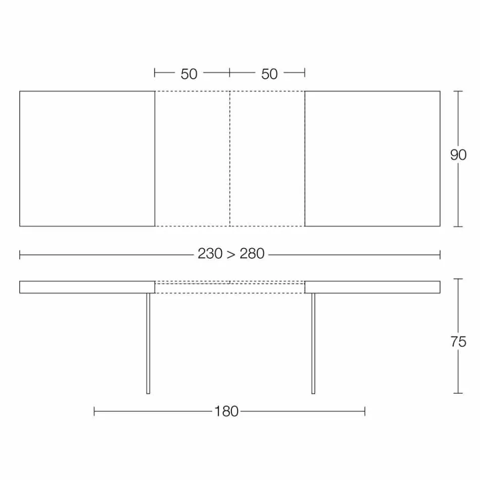 Stół rozkładany do 280 cm z drewna i szkła Made in Italy - Focus Viadurini