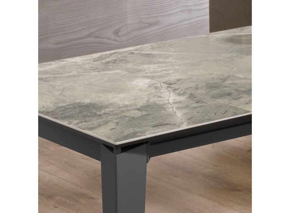 Stół rozkładany do 170 cm z nowoczesnego metalu i ceramiki - Syrta Viadurini