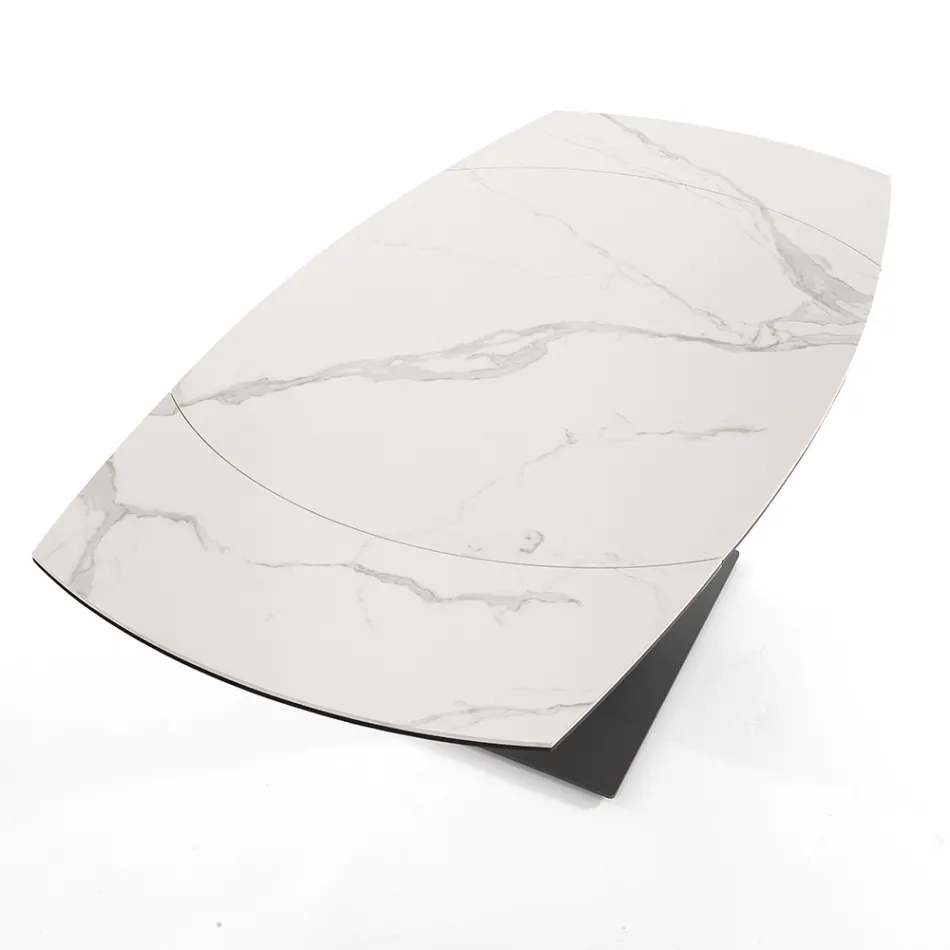 Rozkładany stół do jadalni do 180 cm z ceramiki i stali - Catone Viadurini