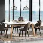 Rozkładany stół do jadalni do 235 cm z białego lakierowanego Mdf - Fedora Viadurini