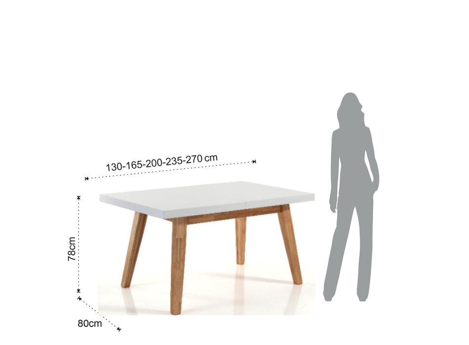 Rozkładany stół do jadalni do 235 cm z białego lakierowanego Mdf - Fedora Viadurini