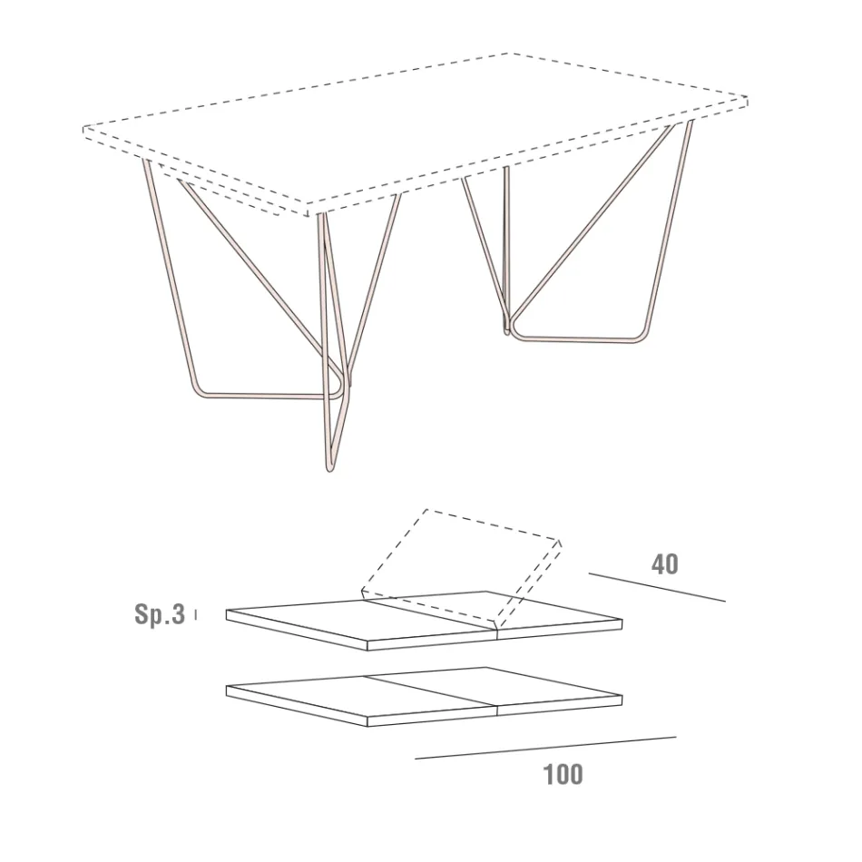 Rozkładany stół do jadalni do 280 cm w Fenix Made in Italy - Eolo Viadurini