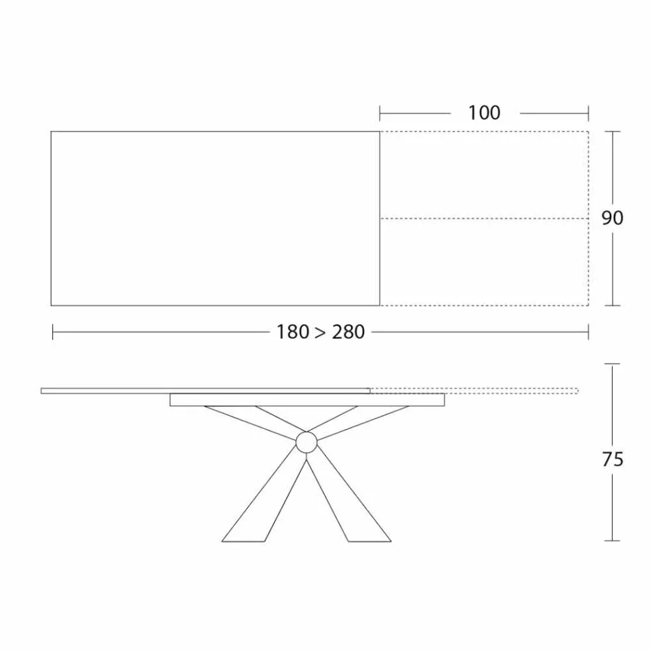 Stół rozkładany do 298 cm z ceramiki Wyprodukowano we Włoszech - Anaconda Viadurini