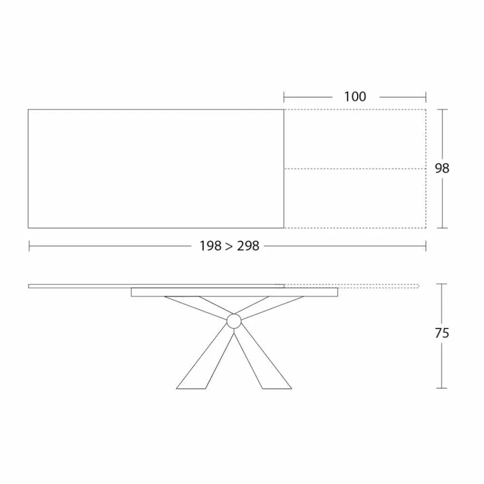Stół rozkładany do 298 cm z ceramiki Wyprodukowano we Włoszech - Anaconda Viadurini