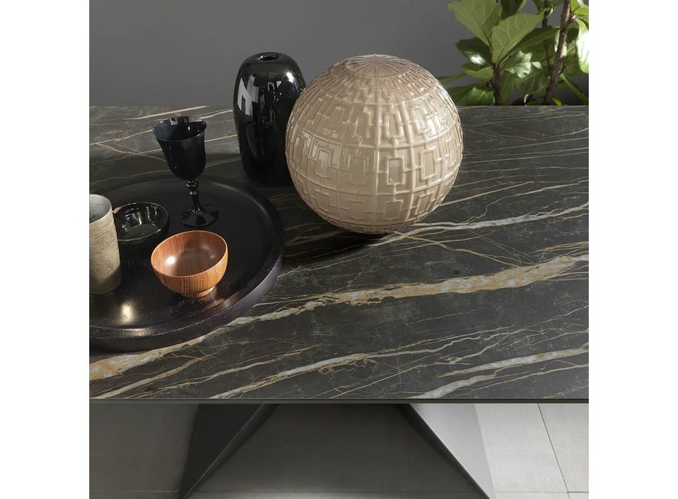Stół rozkładany do 298 cm z ceramiki Wyprodukowano we Włoszech - Anaconda Viadurini