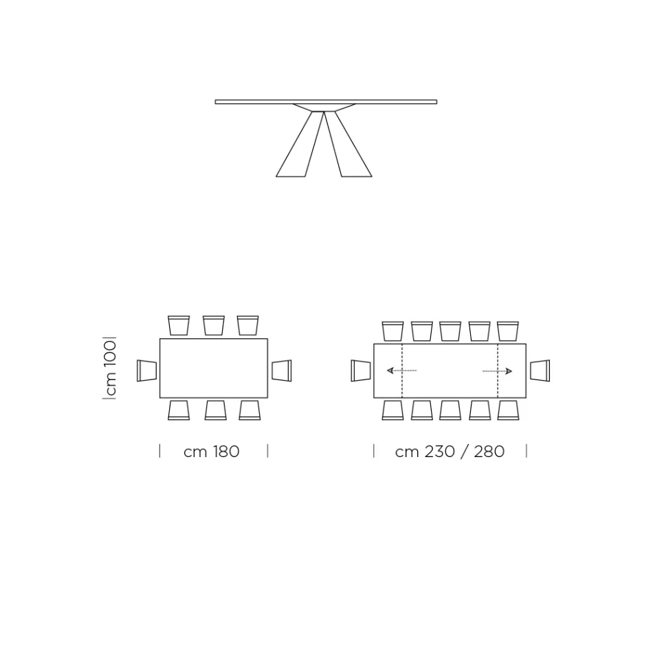 Rozkładany stół do jadalni do 300 cm w Fenix Made in Italy - dalmatyński Viadurini