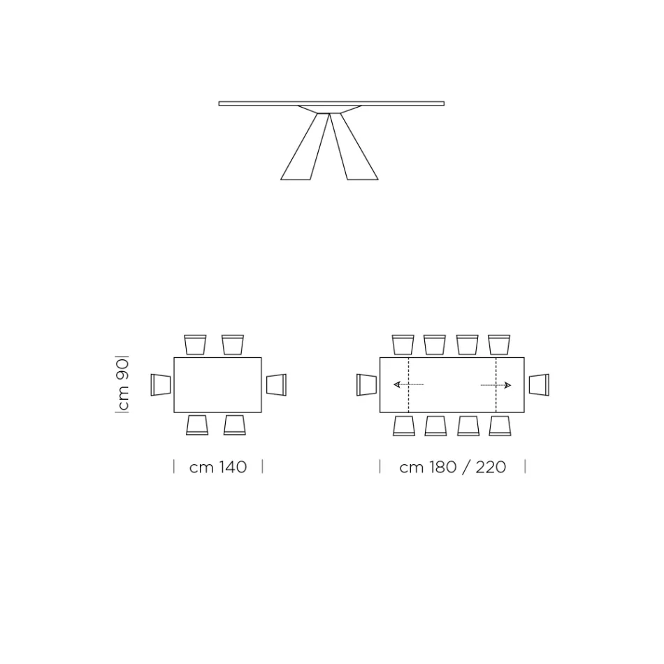 Rozkładany stół do jadalni do 300 cm w Fenix Made in Italy - dalmatyński Viadurini