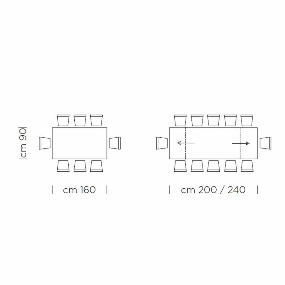 Rozkładany stół do jadalni do 300 cm z laminatu Made in Italy - Grotta Viadurini