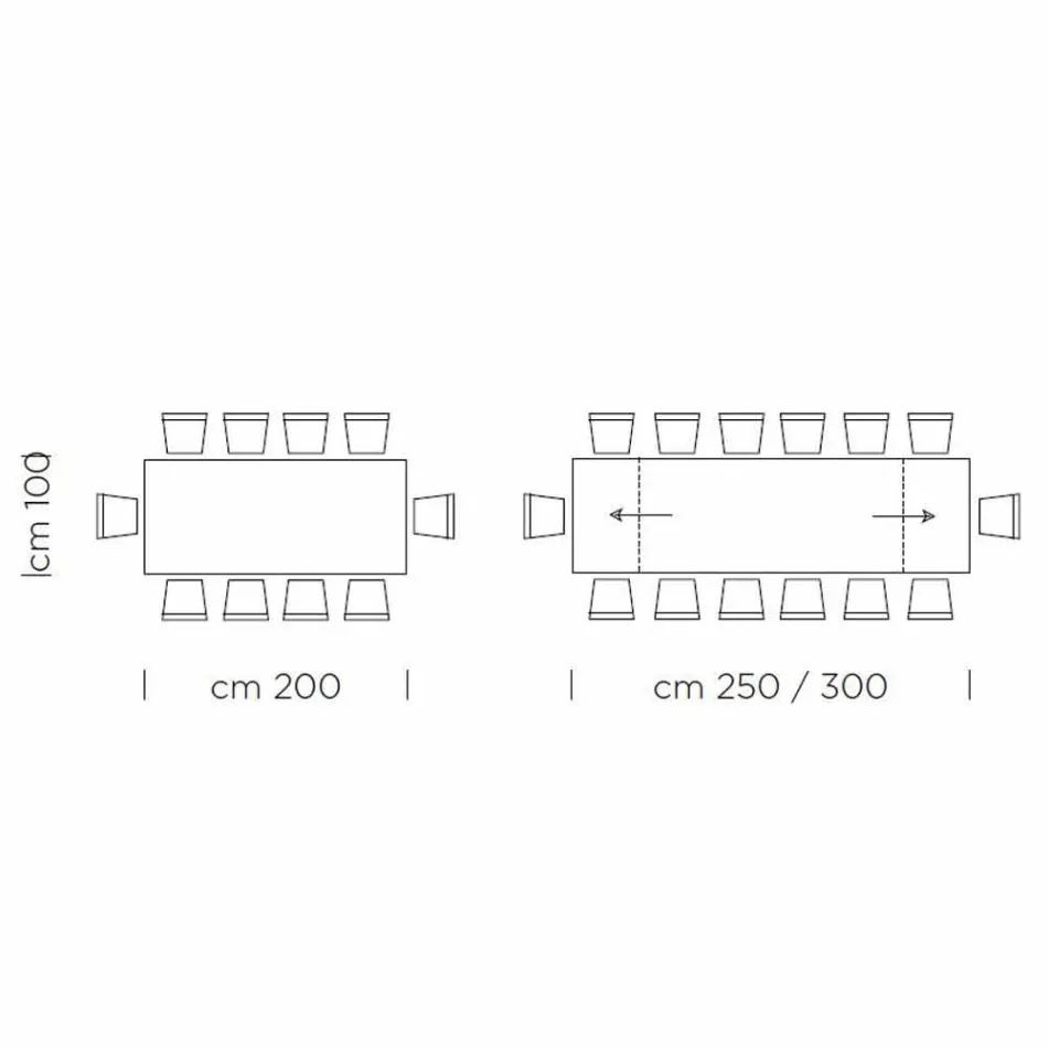 Rozkładany stół do jadalni do 300 cm z laminatu Made in Italy - Grotta Viadurini