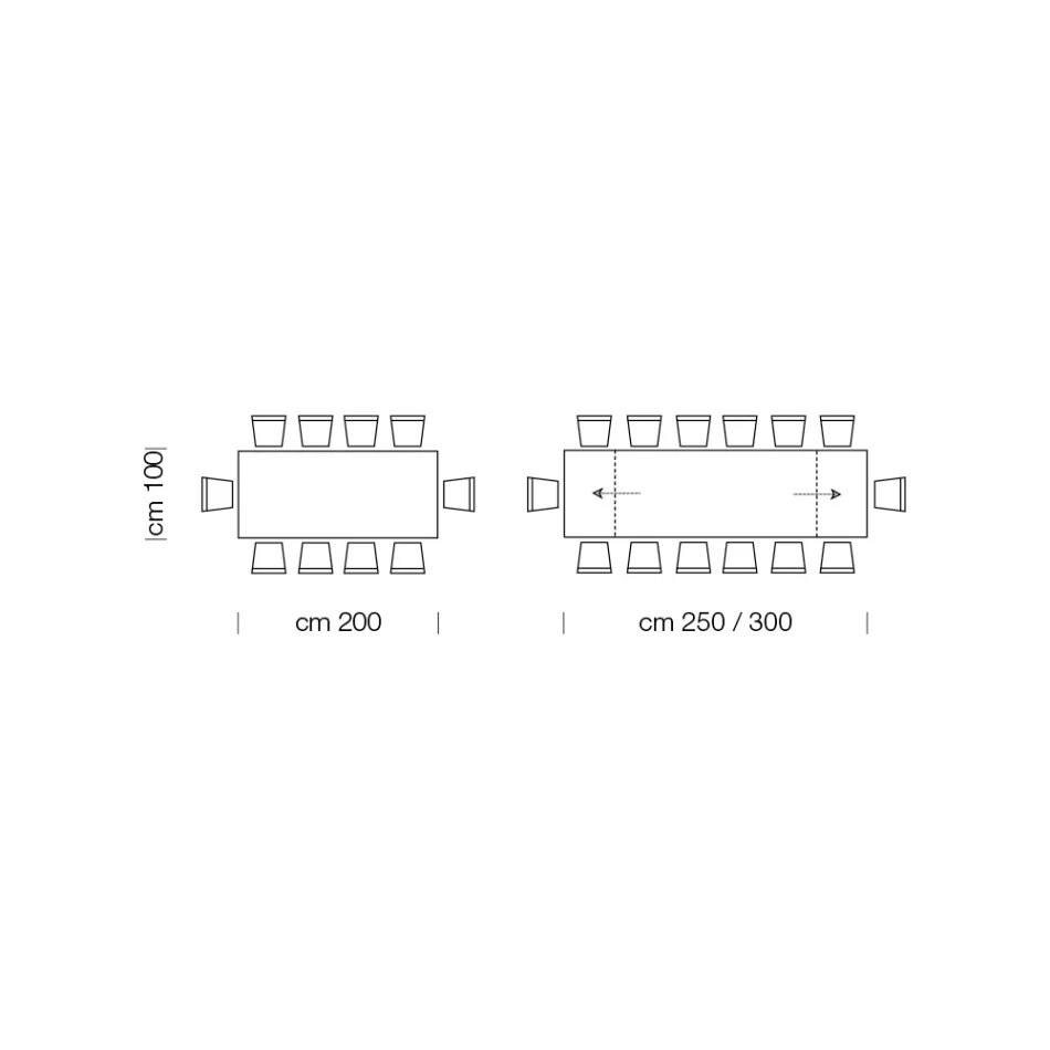 Rozkładany stół do jadalni z drewna fornirowanego do 300 cm - Settimmio Viadurini