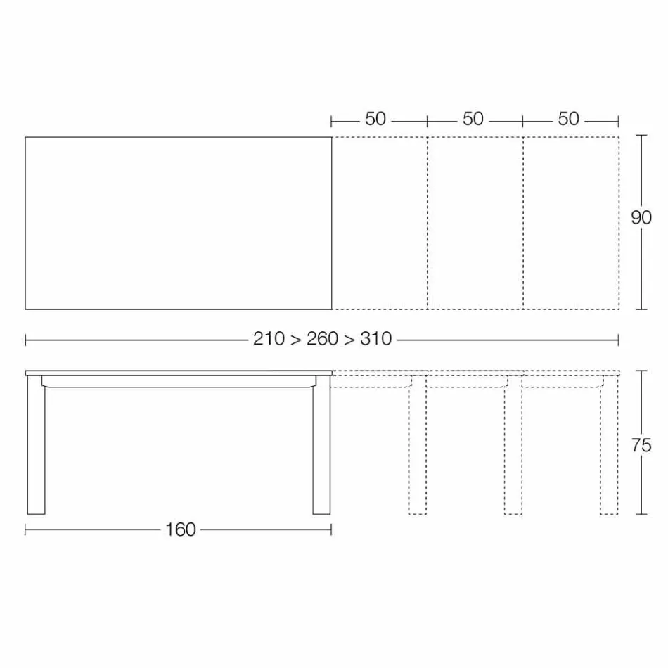 Stół rozkładany do 310 cm z ceramiki Wyprodukowano we Włoszech - Pitagora Viadurini