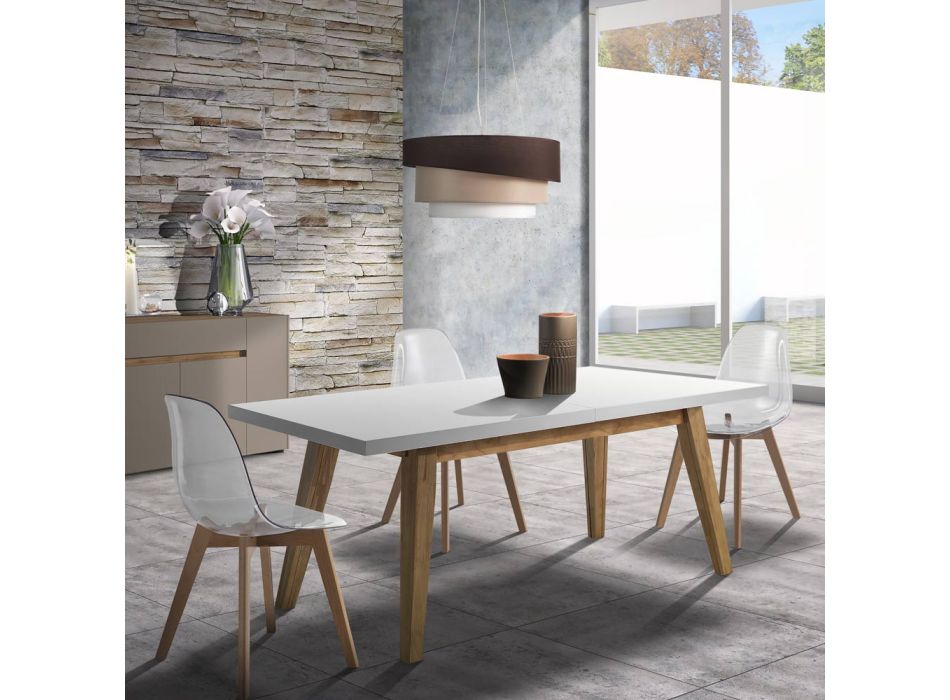 Rozkładany stół do jadalni do 315 cm z Mdf i litego drewna - Paolo Viadurini