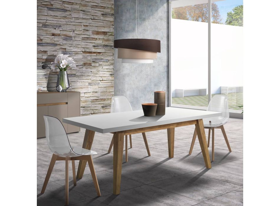Rozkładany stół do jadalni do 315 cm z Mdf i litego drewna - Paolo Viadurini