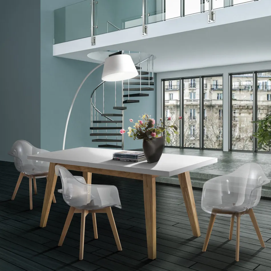 Rozkładany stół do jadalni do 315 cm z Mdf i litego drewna - Paolo Viadurini