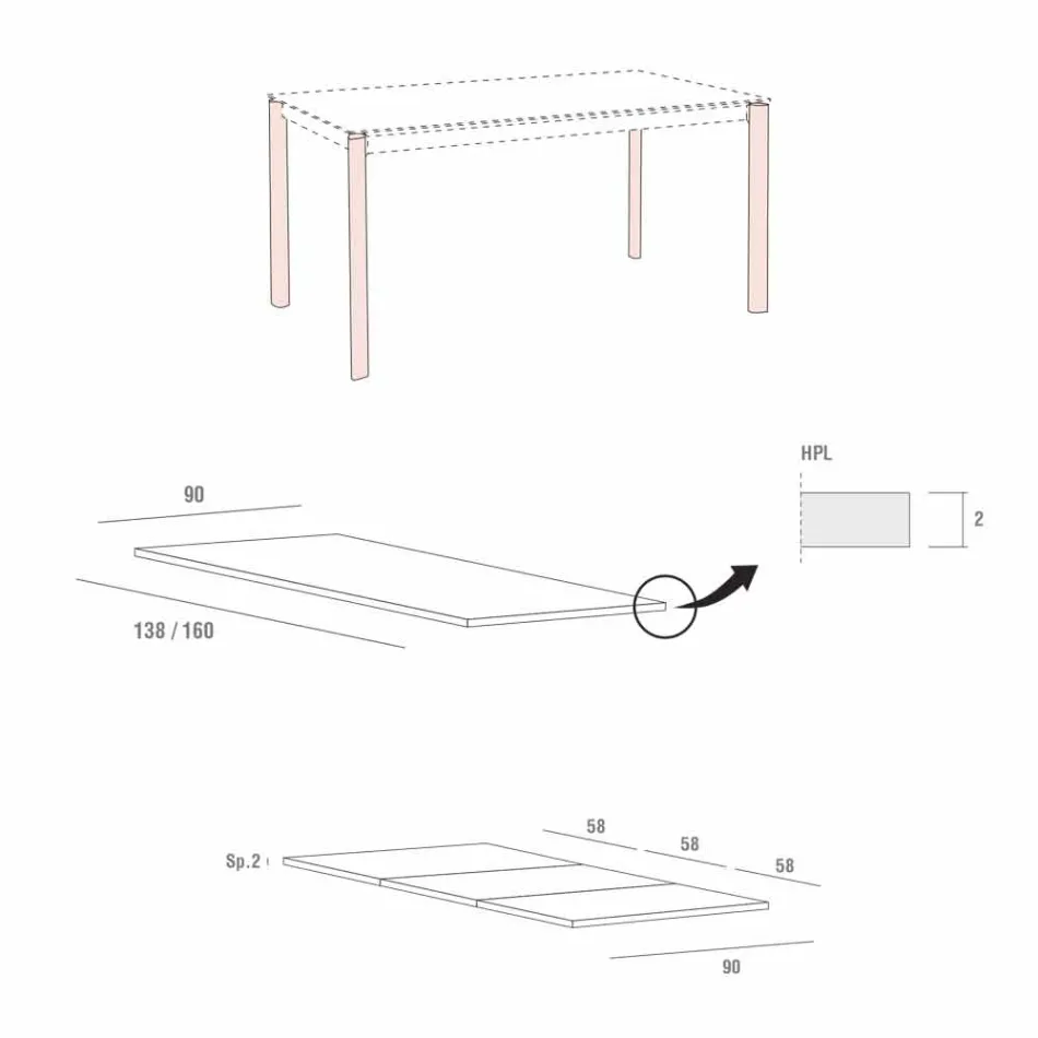 Stół rozkładany do 334 cm z efektem drewna Made in Italy - maltański Viadurini