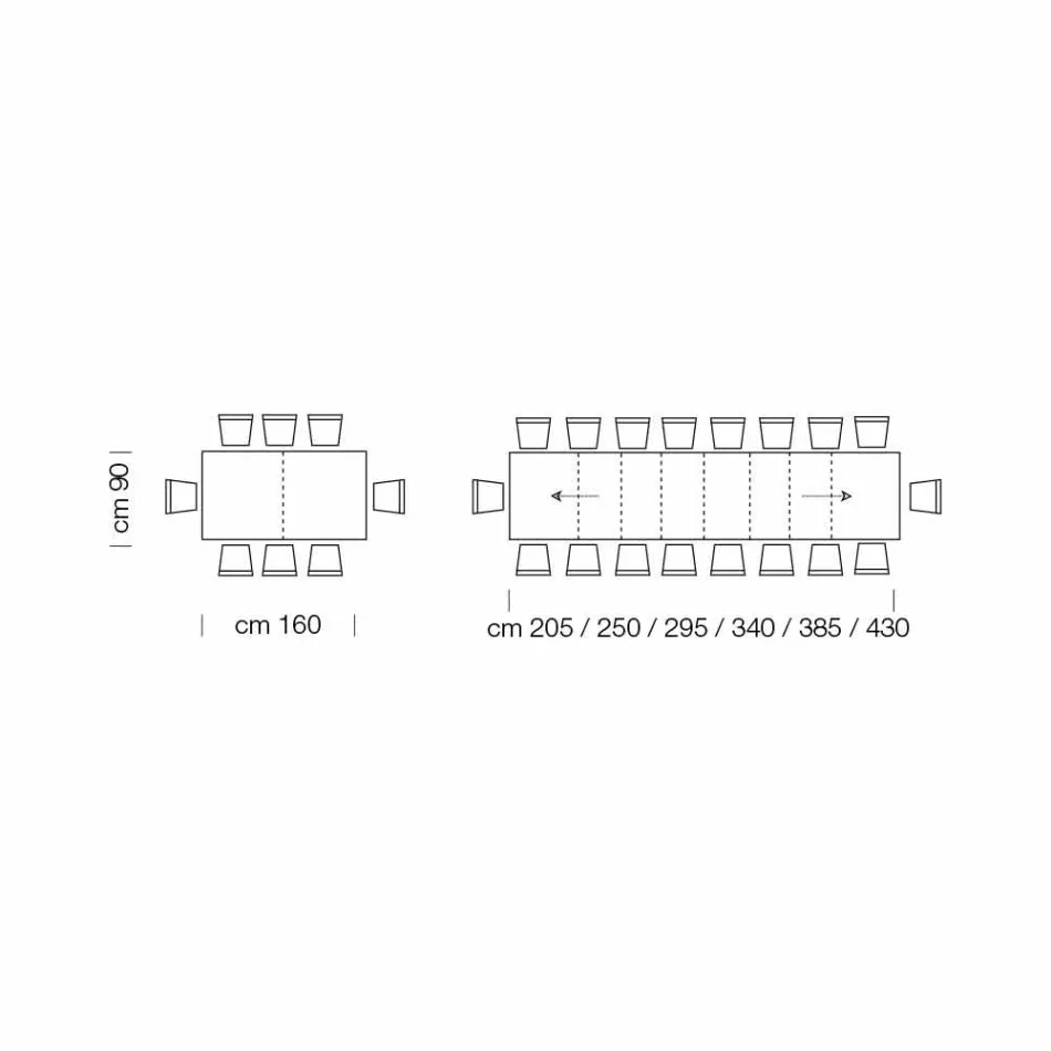 Rozkładany stół do jadalni do 450 cm z laminatu Made in Italy - Salentino Viadurini