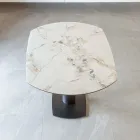 Rozkładany stół do jadalni z ceramiczną i metalową podstawą - Indira Viadurini