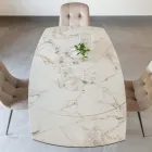 Rozkładany stół do jadalni z ceramiczną i metalową podstawą - Indira Viadurini