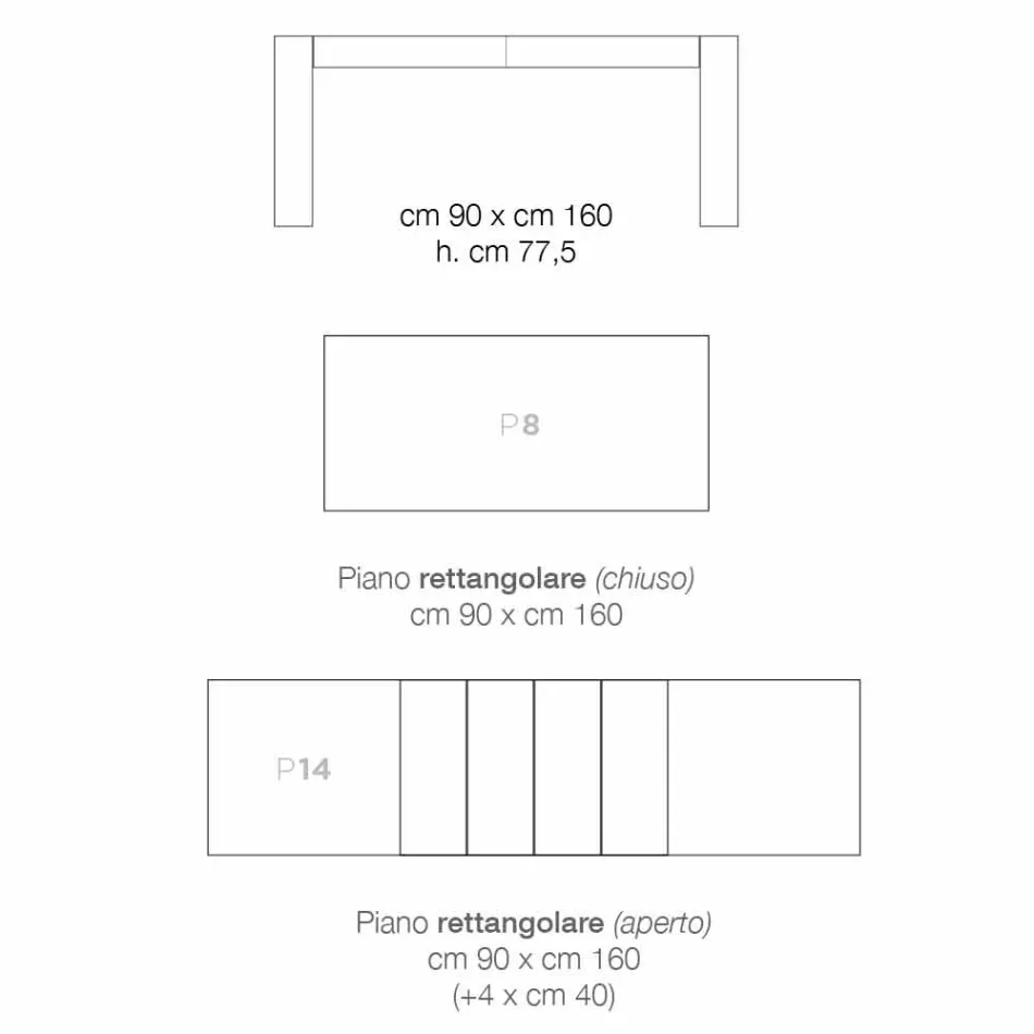 Rozkładany stół jadalny z drewna melaminowego wyprodukowany we Włoszech, Oky Viadurini