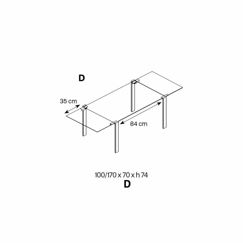 Wysuwany stół do jadalni z ultralekkiego szkła i metalu Made in Italy - Sopot Viadurini