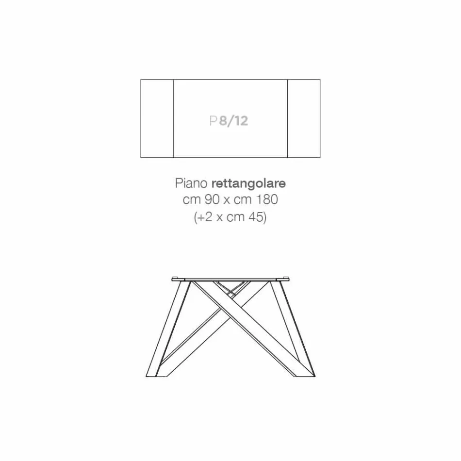 Wysuwany stół ze szkła ceramicznego wyprodukowany we Włoszech, Wilmer Viadurini