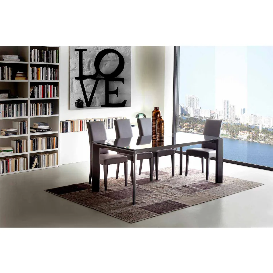 Stół rozkładany, blat ze szkła hartowanego - Faleria Viadurini