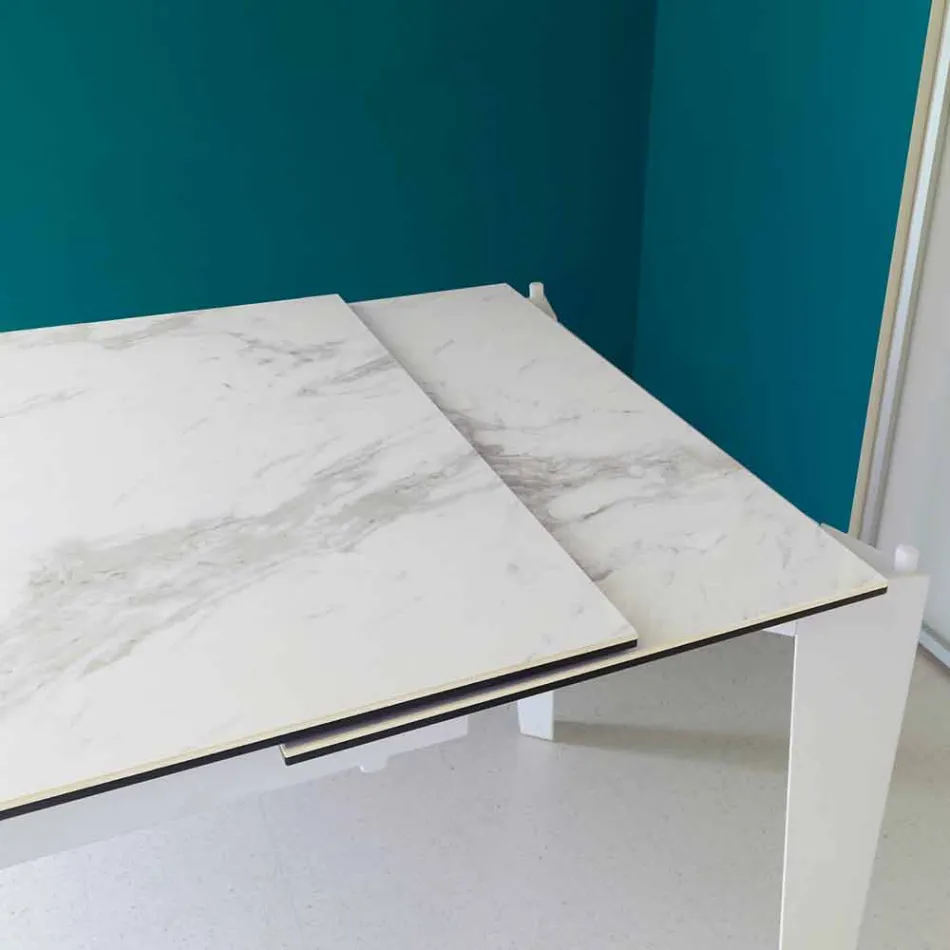 Wysuwany stół ze szkła ceramicznego, 120 / 170xP80 cm, Bino Viadurini