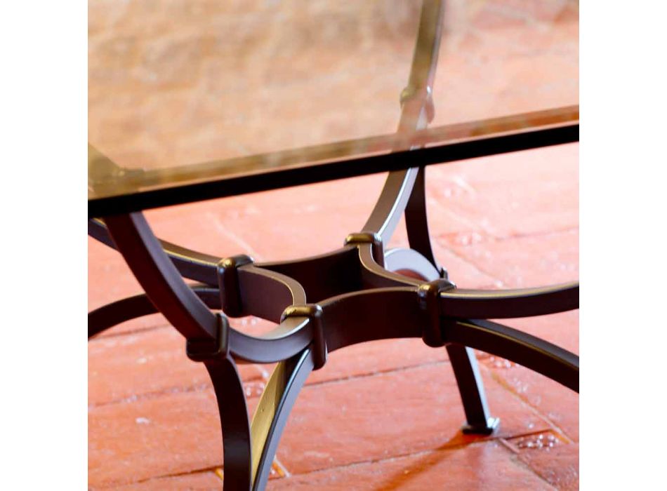 Ręcznie robiony stół do jadalni ze szklanym blatem Made in Italy - Principe Viadurini