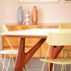 Ręcznie robiony stół do jadalni z Hpl i litego mahoniu Made in Italy - Oak Viadurini