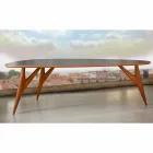Ręcznie robiony stół do jadalni z Hpl i litego mahoniu Made in Italy - Oak Viadurini