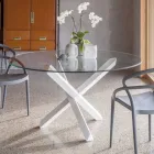 Stół do jadalni z litego buku i blat ze szkła hartowanego - Evergreen Viadurini