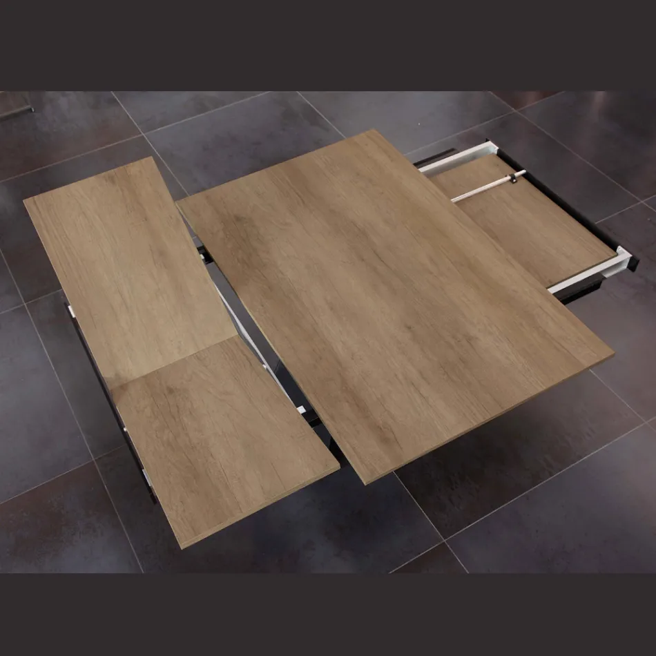 Stół do jadalni, który rozciąga się i poszerza z melaminy i metalu - Devendra Viadurini