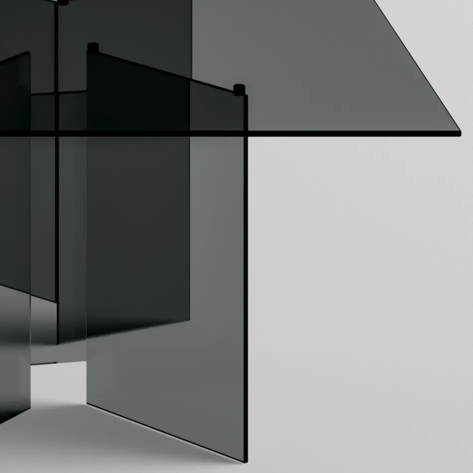 Stół do jadalni z podstawą i prostokątnym szklanym blatem Made in Italy - Thommy Viadurini